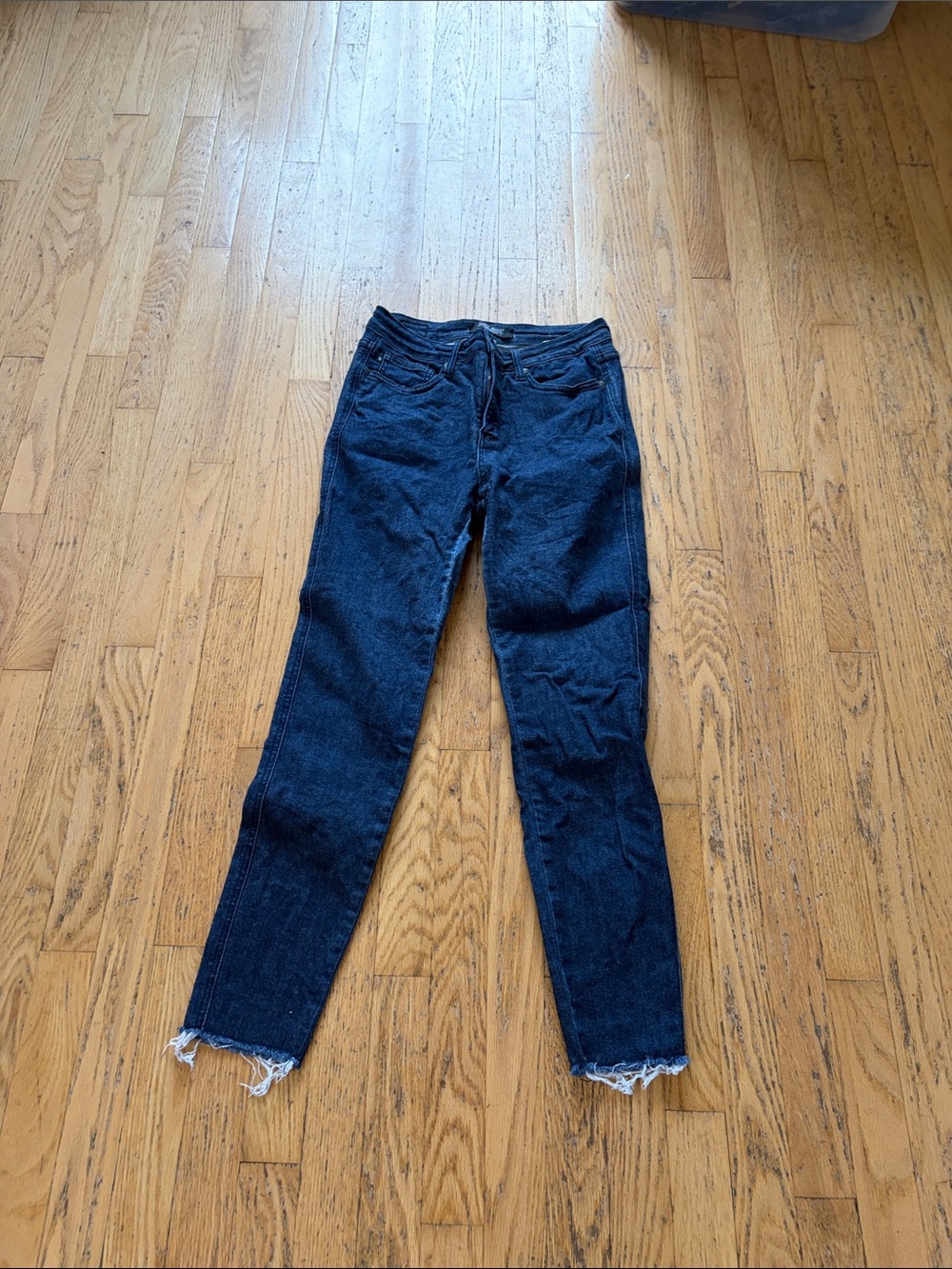 Judy Blue Dark Indigo Skinny Jeans with Frayed Hem